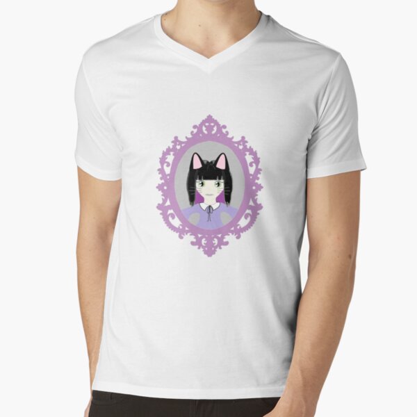 Kawaii Cat Cosplay Girl V-Neck T-Shirt