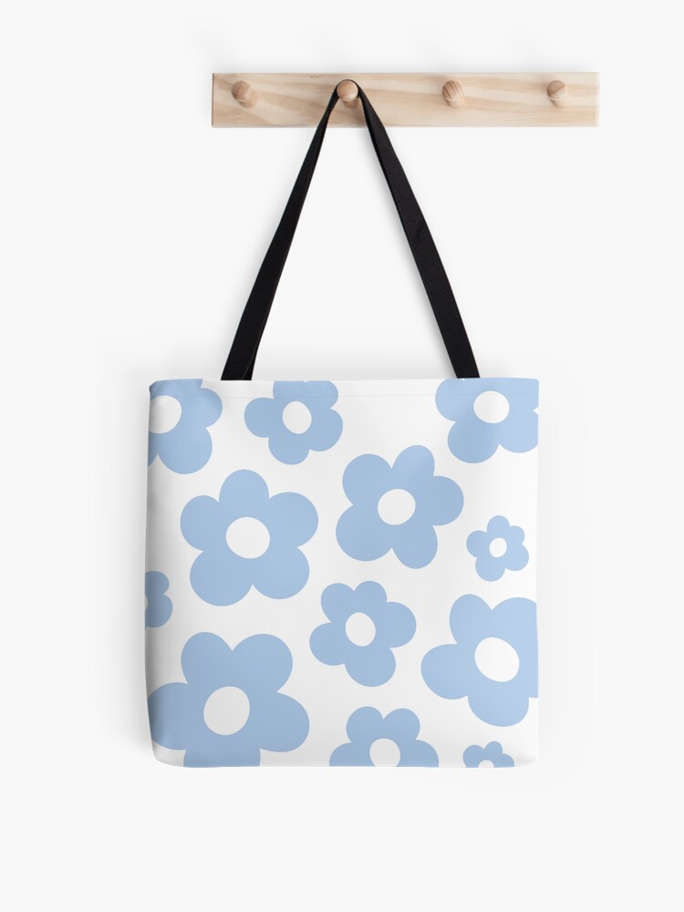 Blue Floral Canvas Tote Aesthetic Tote Bag Flower Tote -  Israel