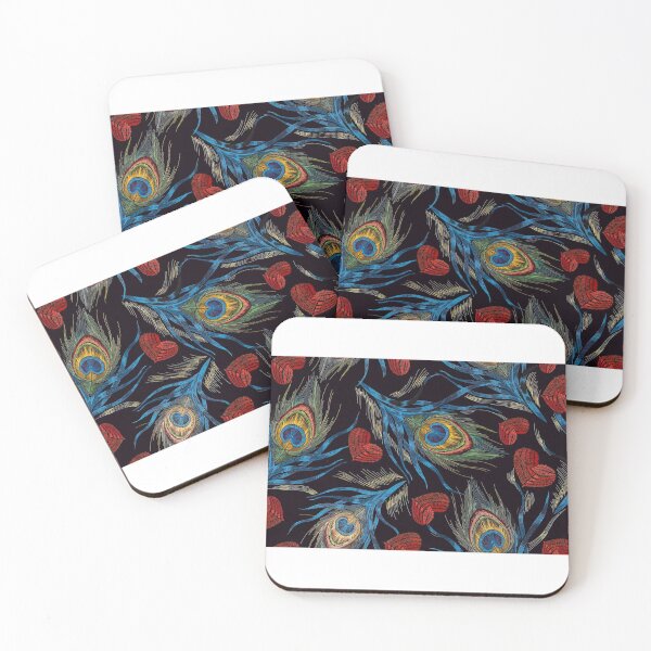 Item preview, Peacock Feather and Hearts Seamless Pattern, Peacock Feather Pattern, Peacock Feather Vector Pattern designed and sold by graphic-genie.