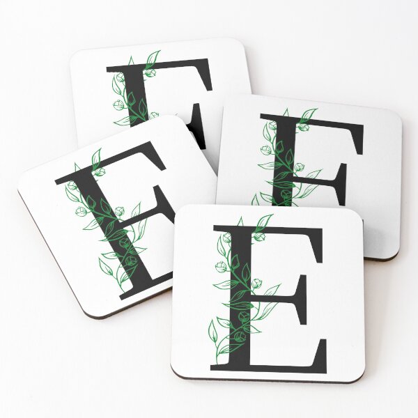 Item preview, E Initial Vine Flower Monogram Decal designed and sold by TrashPandaCreative.