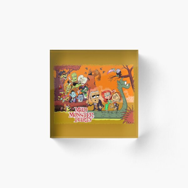 Colorful Tribute to Rankin-Bass's Mad Monster Party Animated Musical Comedy Film Acrylic Block