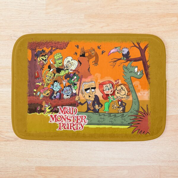 Colorful Tribute to Rankin-Bass's Mad Monster Party Animated Musical Comedy Film Bath Mat