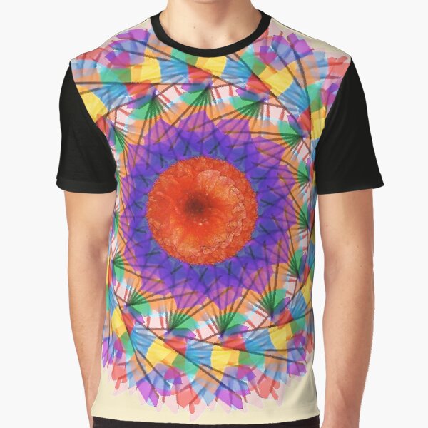 Rainbow Mandala Abstract Art Graphic T-Shirt