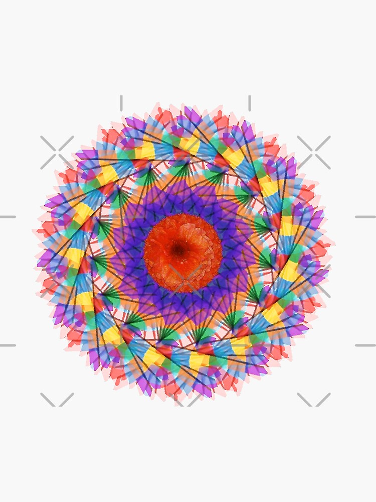 Thumbnail 3 of 3, Sticker, Rainbow Mandala Abstract Art designed and sold by OneDayArt.
