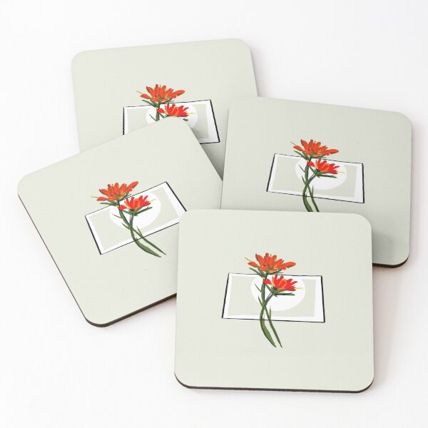 Item preview, Wyoming State Outline with Indian Paintbrush Flower designed and sold by girljohnny.