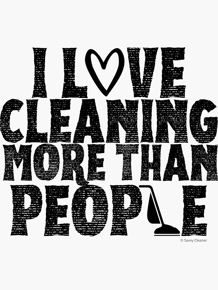Thumbnail 3 of 3, Sticker, I Love Cleaning More Than People Novelty Retro Vacuum Fun designed and sold by SavvyCleaner.