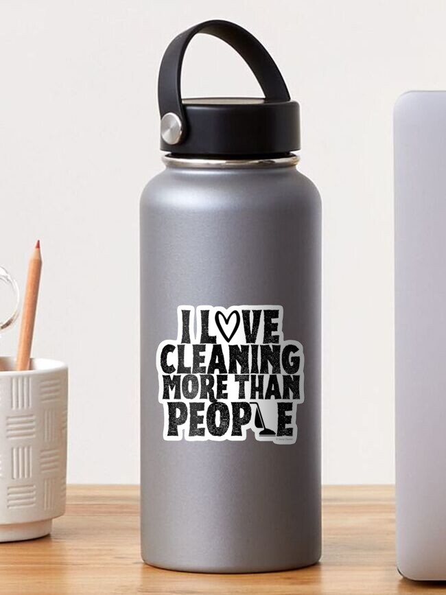 Thumbnail 1 of 3, Sticker, I Love Cleaning More Than People Novelty Retro Vacuum Fun designed and sold by SavvyCleaner.