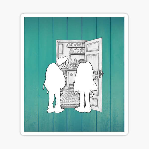 Tiny room on green background Sticker