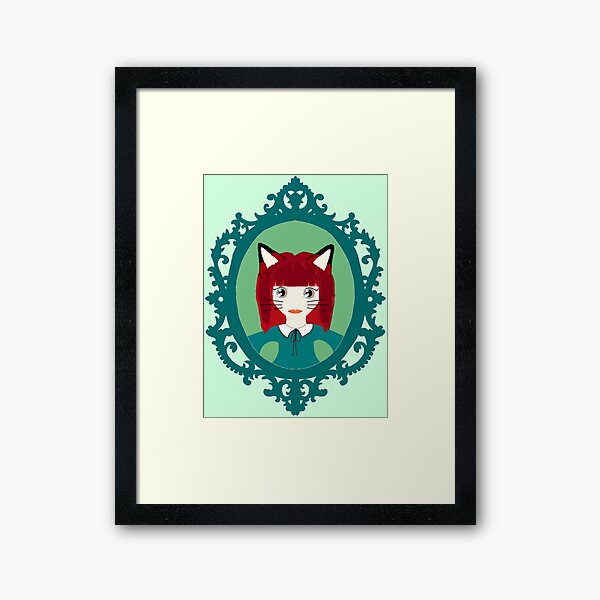 Kawaii Fox Cosplay Girl Framed Art Print