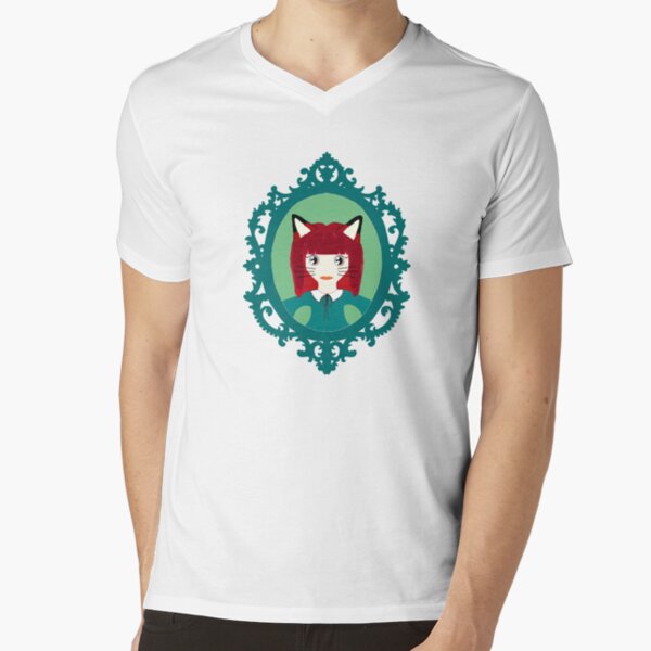 Kawaii Fox Cosplay Girl V-Neck T-Shirt
