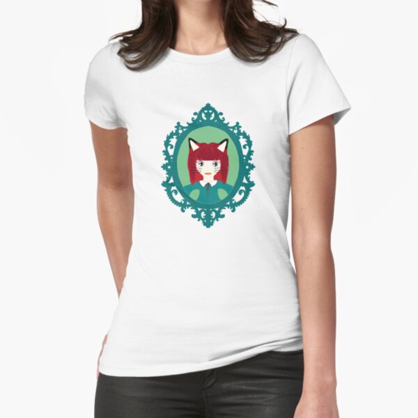 Kawaii Fox Cosplay Girl Fitted T-Shirt