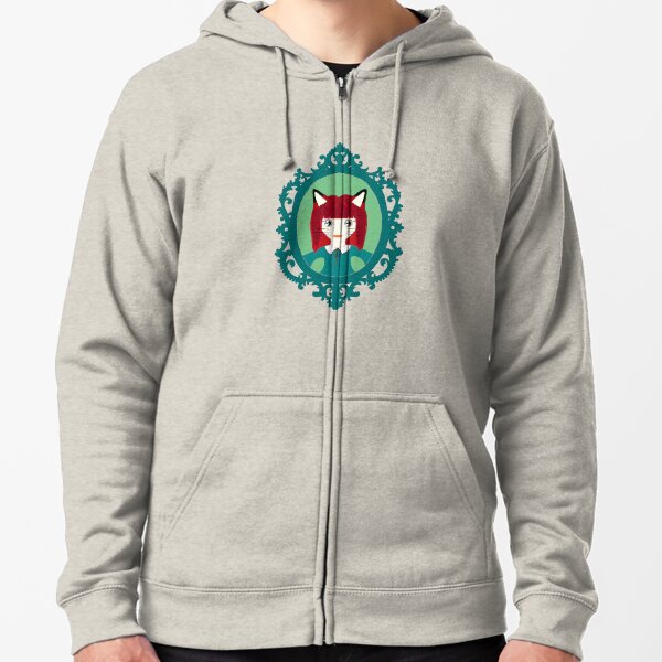Kawaii Fox Cosplay Girl Zipped Hoodie