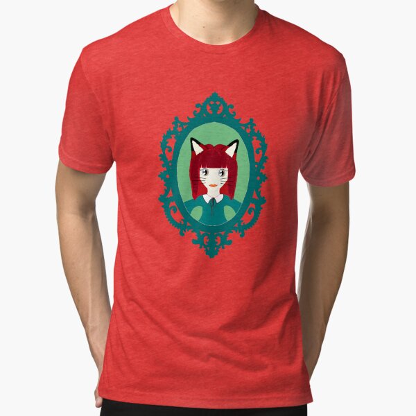 Kawaii Fox Cosplay Girl Tri-blend T-Shirt