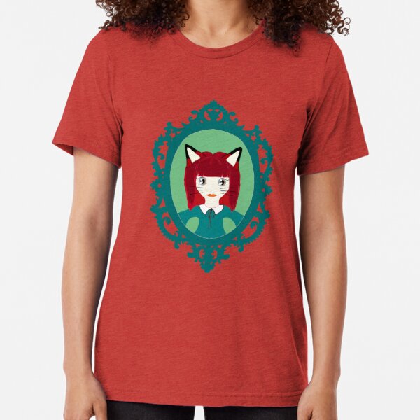 Kawaii Fox Cosplay Girl Tri-blend T-Shirt