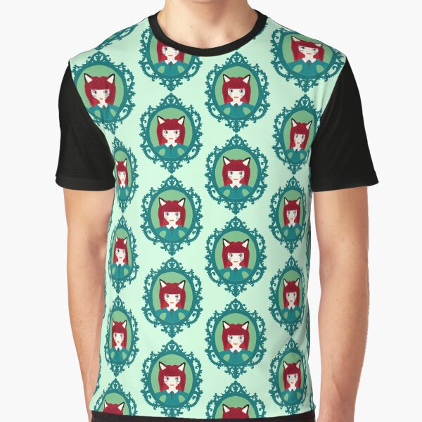 Kawaii Fox Cosplay Girl Graphic T-Shirt