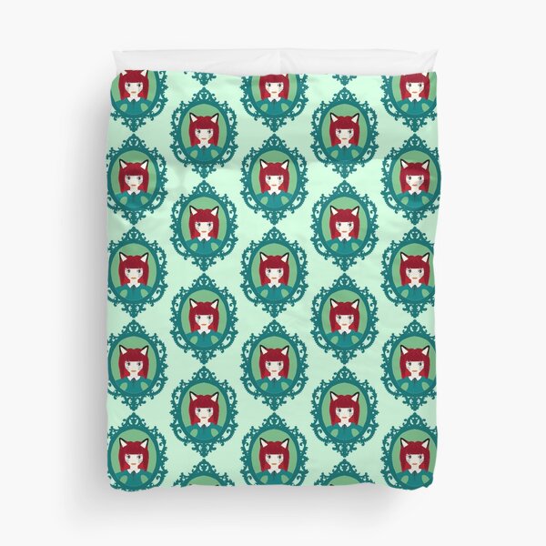 Kawaii Fox Cosplay Girl Duvet Cover