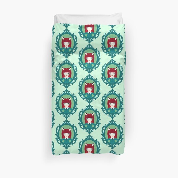 Kawaii Fox Cosplay Girl Duvet Cover