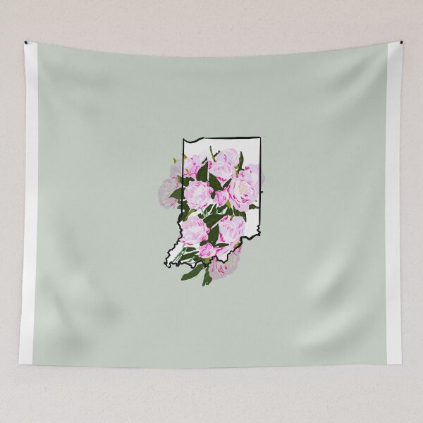 Item preview, Indiana home outline with state flower peony designed and sold by girljohnny.