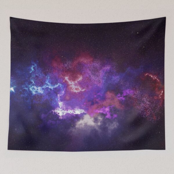 Artikelvorschau, Nebula Thunder, Galaxy astronomy, shiny blue space dark aesthetic tapestry, trendy home decor art, wall entworfen und verkauft von August-E.