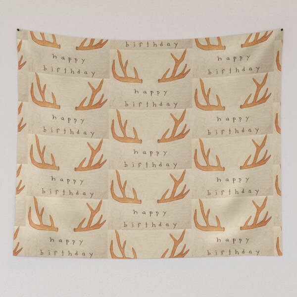 Item preview, deer antler birthday designed and sold by buzzcutart.