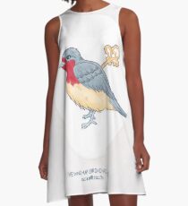 Haruki Murakamis The Wind-Up BIRD Chronik // Illustration eines Vogels mit einem Aufziehschlüssel in Bleistift und Aquarell A-Linien Kleid