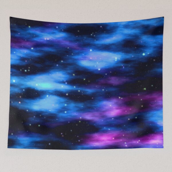 Artikelvorschau, Velvet Tie dye Galaxy, shiny blue space dark aesthetic tapestry, trendy home decor art, wall entworfen und verkauft von August-E.