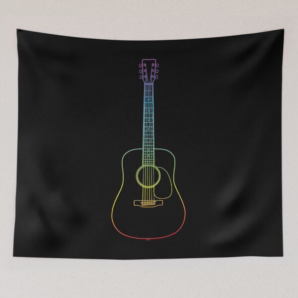 Item preview, Dreadnought Style Acoustic Guitar Colorful Outline designed and sold by nightsworthy.