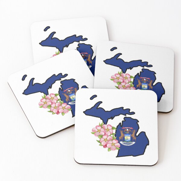 Item preview, State of Michigan Flag with State Flower Apple Blossom designed and sold by Gsallicat.