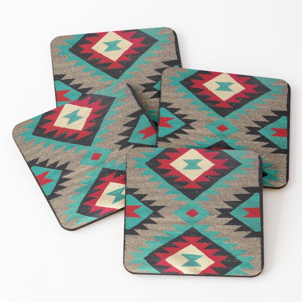 Item preview, Navajo Blanket pattern, turquise, red, grey, black designed and sold by Nostrathomas66.