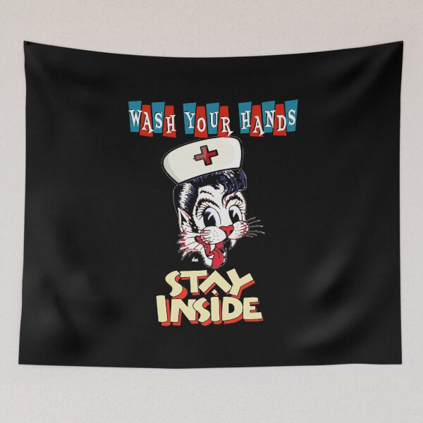 Item preview, Wash Your Hands Stay Inside Nurse Alley Cat designed and sold by HelloStrayCats.