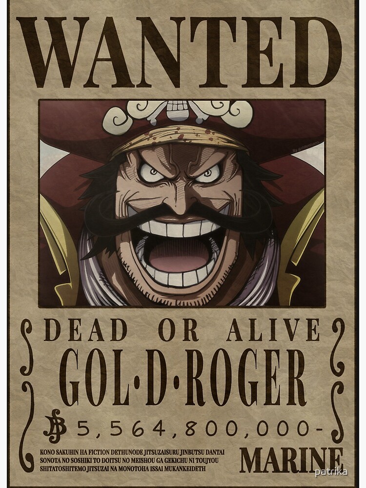Gol D Roger The Great Pirate Pirate King One Piece Wanted Bounty Poster Art Board Print By Patrika Redbubble