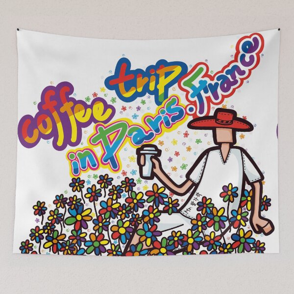 Item preview, hand drawn rainbow love bloom coffee trip in Paris, France | DESIGNBRAND designed and sold by DESIGNBRAND.