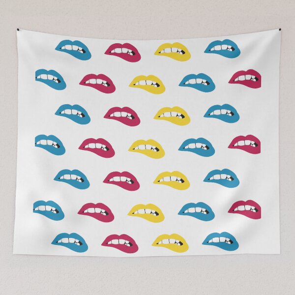 Item preview, Pop Art lips, Colored lips. mouths biting lips designed and sold by Denisse diseno.