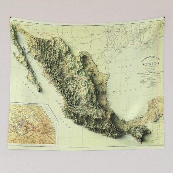 Item preview, 1922 Map of México 3D digitally-rendered designed and sold by ThinkAboutMaps.