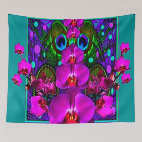 Item preview, PURPLE & TEAL ORCHIDS PATTERN GARDEN ART designed and sold by sharlesart.
