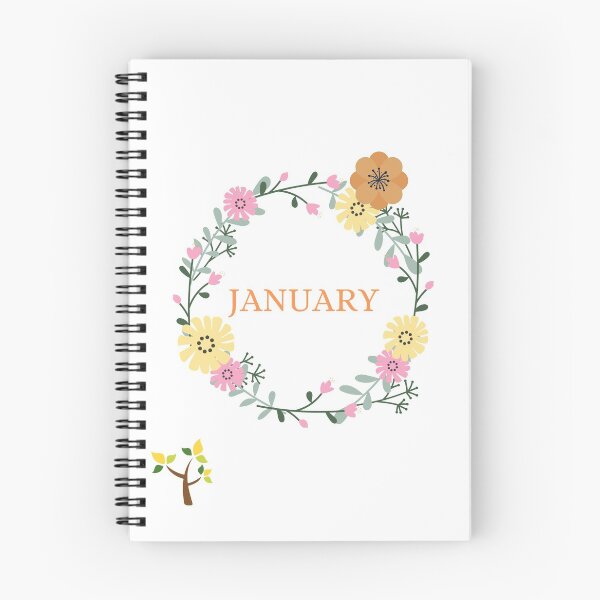 Item preview, January Flower Wreath Illustration  designed and sold by SooDesignStudio.