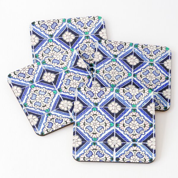 Item preview, Azulejo Spanish Pattern Tiles Navy Blue White designed and sold by idovedesign.