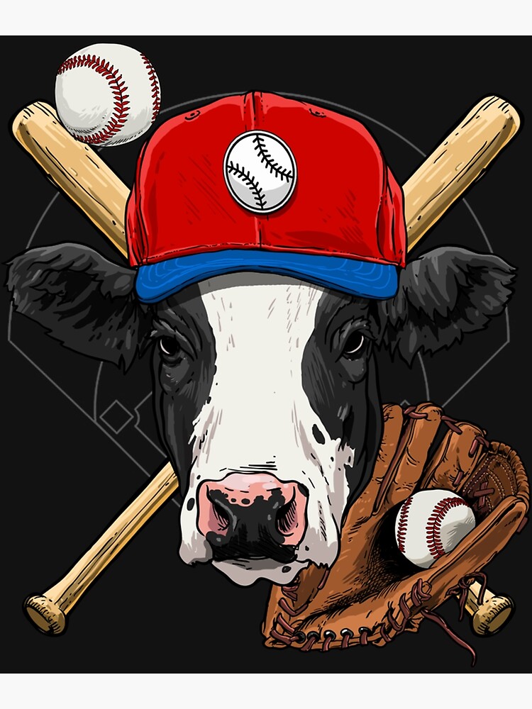 "Cow Baseball Cow Lovers Baseball Player" Poster for Sale by Redbubble