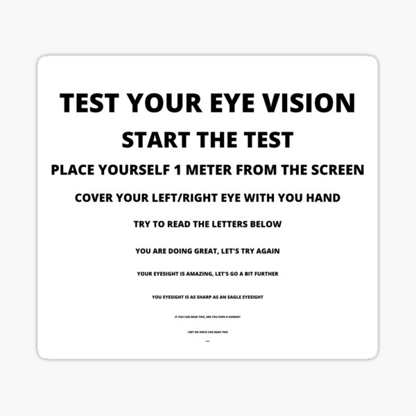 "Eye Vision Test" Sticker for Sale by ridhwahisaj Redbubble