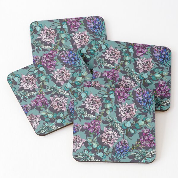 Item preview, Rosas moradas con hojas de goma verde designed and sold by ariellemorris.