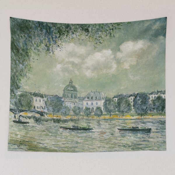 Item preview, Alfred Sisley Painting - Landscape along the Seine with the Institut de France and the Pont des Arts_ designed and sold by Coffeesnow.
