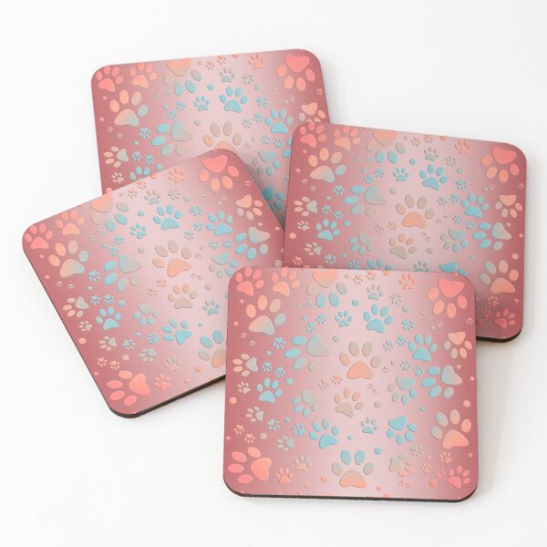 Item preview, Kitten Paws Pattern Pink Turquoise - Pets designed and sold by MadandMean.