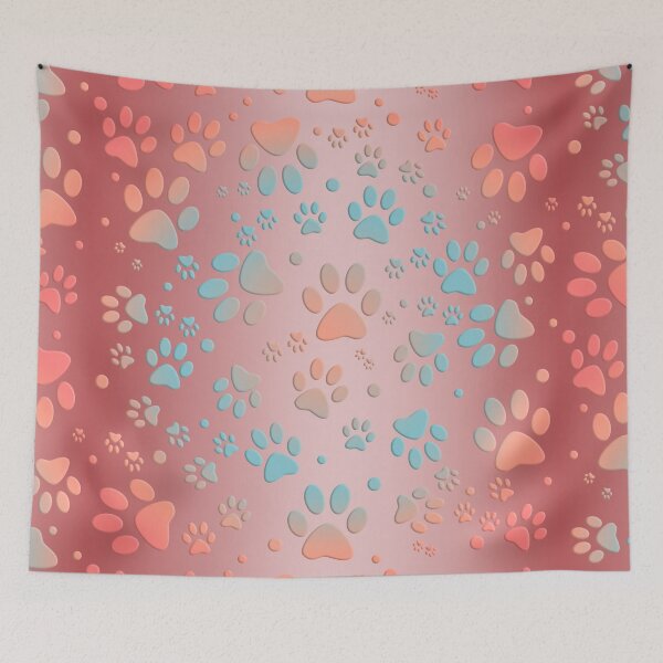 Item preview, Kitten Paws Pattern Pink Turquoise - Pets designed and sold by MadandMean.