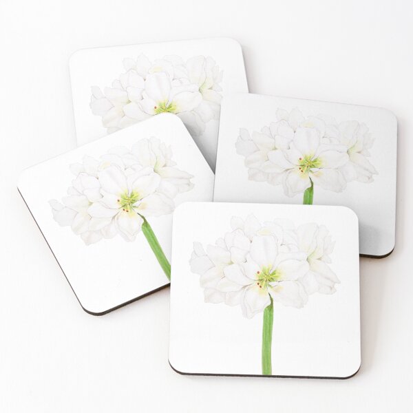 Item preview, hand painted white Amaryllis flowers watercolor  designed and sold by ColorandColor.