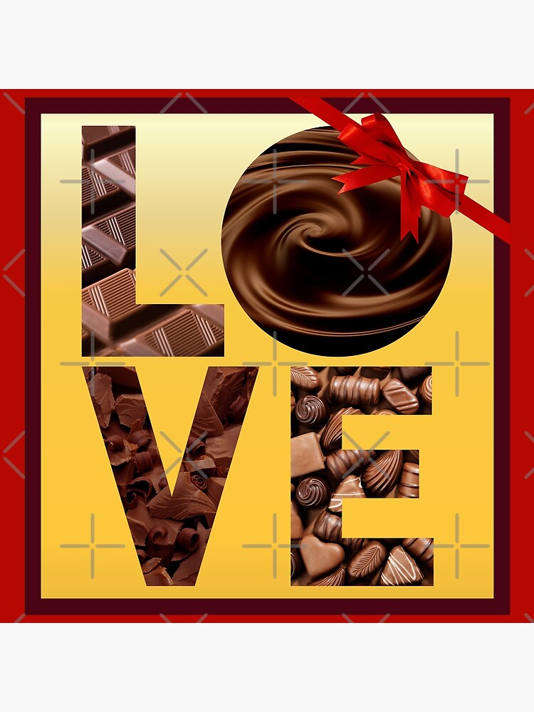 "Chocolate Love Romantic Box of Chocolate with Ribbon" Poster for