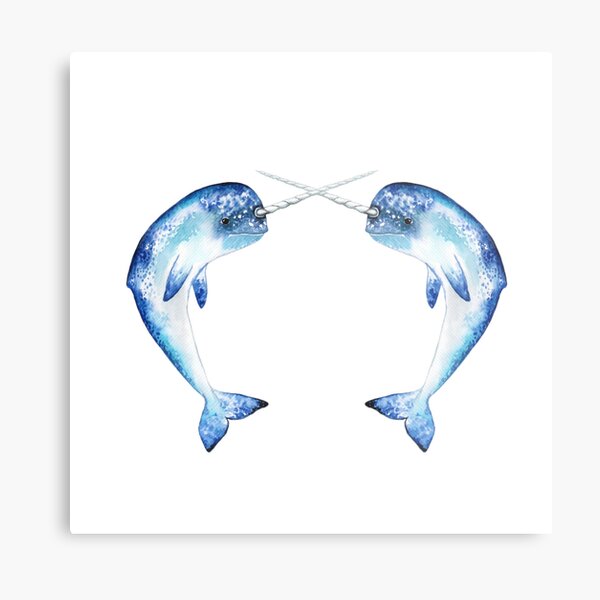 Narwhal Pair, Crossed Swords Metal Print