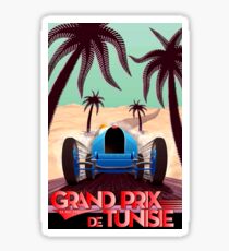 "GRAND PRIX of TUNISIA" Vintage Auto Racing Print Sticker