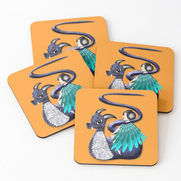 Item preview, Feathered Princess Riding a Blue Dragon - Fantasy designed and sold by MondaysChild.