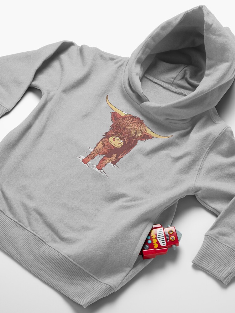 Alternate view of Scottish highland cattle Toddler Pullover Hoodie