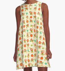 Orange Bird A-Line Dress